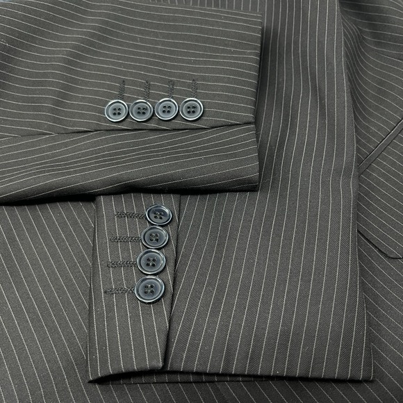 Bertolini Blazer Mens Coat Two Button Jacket Black Pinstripe Wool Silk Men's 40 - Picture 5 of 12